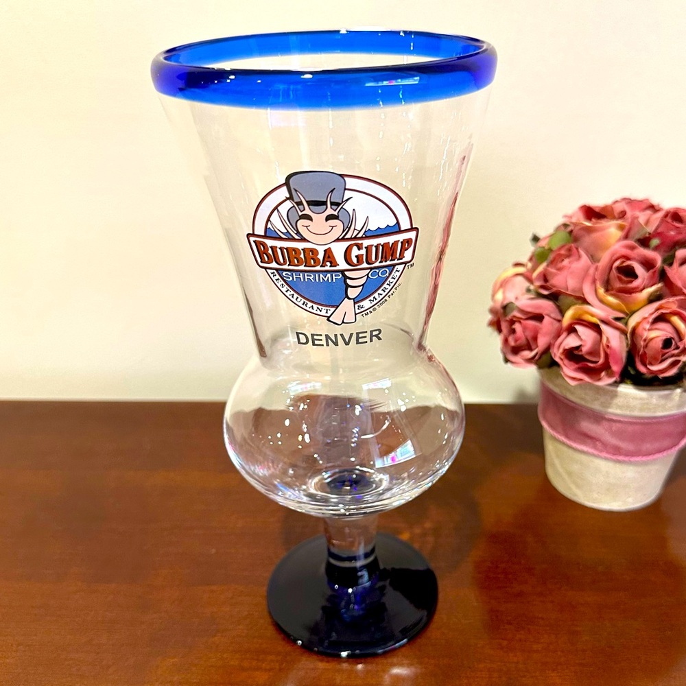 Bubba Gump Shrimp Co DENVER Restaurant Tall Clear Wide Mouth Drink Glass